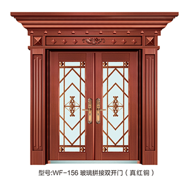 WF-156玻璃拼接双开门（真红铜）